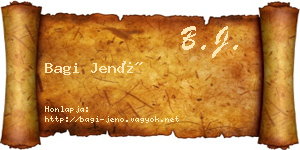 Bagi Jenő névjegykártya